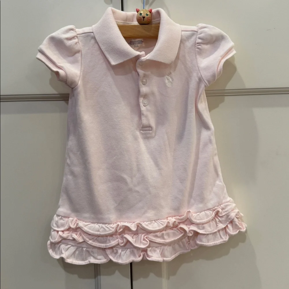 Polo by Ralph Lauren Light Pink Ruffle Hem Polo Dress - Girls